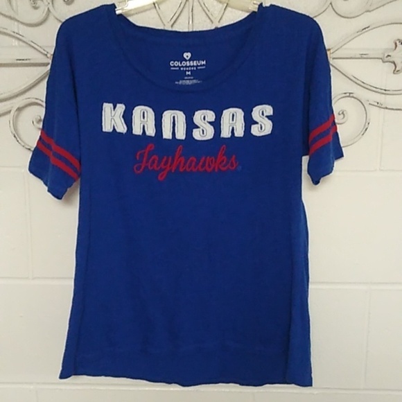 KANSAS JAYHAWKS NCAA BASKETBALL, COLOSEUM APPLIQUE, COTTON TEE SHIRT - Picture 5 of 6